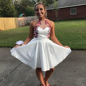 White floral lace semi dress.